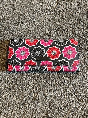 Vera Bradley Floral Trifold Wallet - Pink, Red & Black